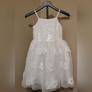 Zenzi White Sequin Bodice Floral Tulle Party Dress